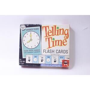 Telling Time, Flash Cards, Ed-U-Cards, Answer Clock, 1963, Children, Learning